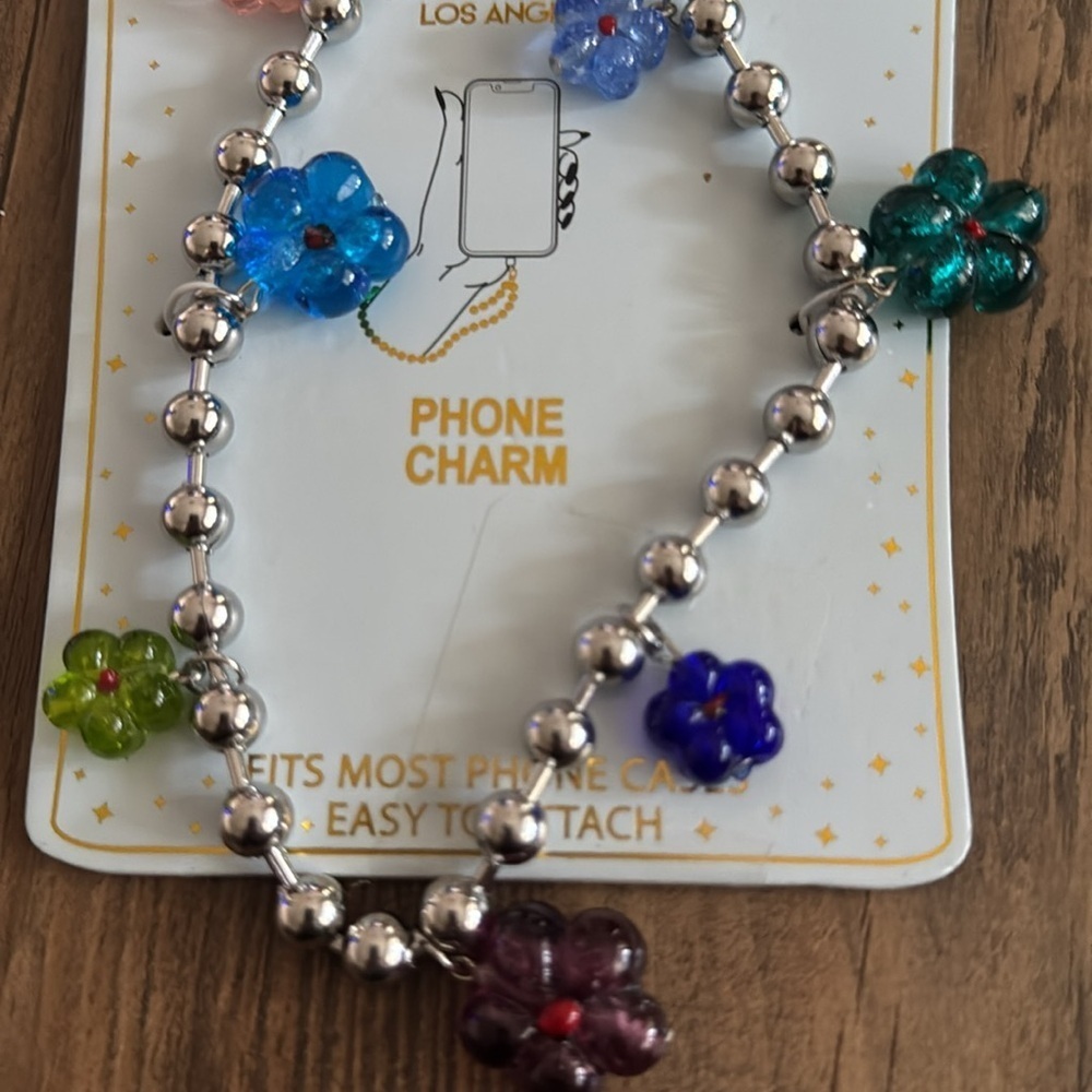 Colorful Flower Phone Charm - Picture 2 of 3
